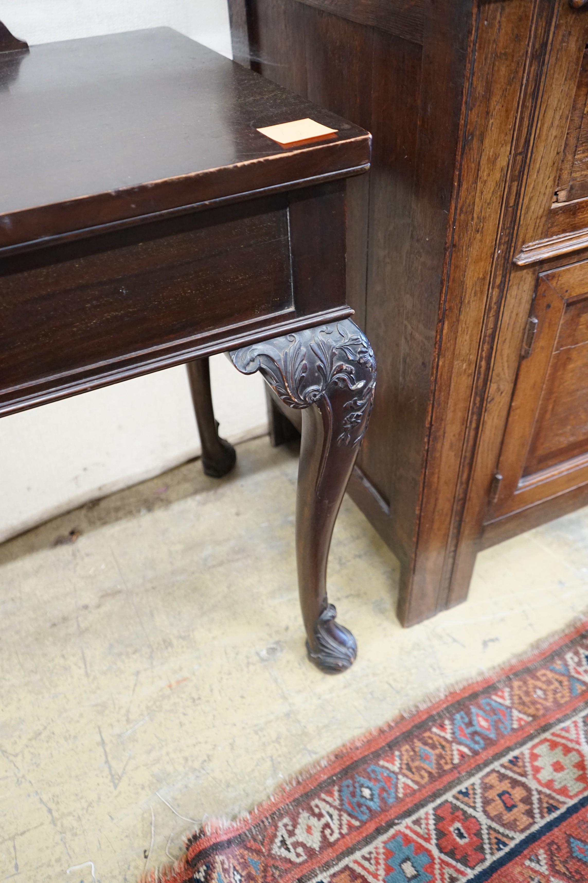 A late 19th century Irish style mahogany serving table, length 138cm, depth 56cm, height 84cm